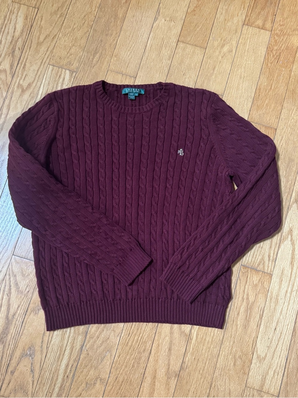 Lauren Ralph Lauren Women Cable Knit Sweater XL Deep Plum Academia Old Money